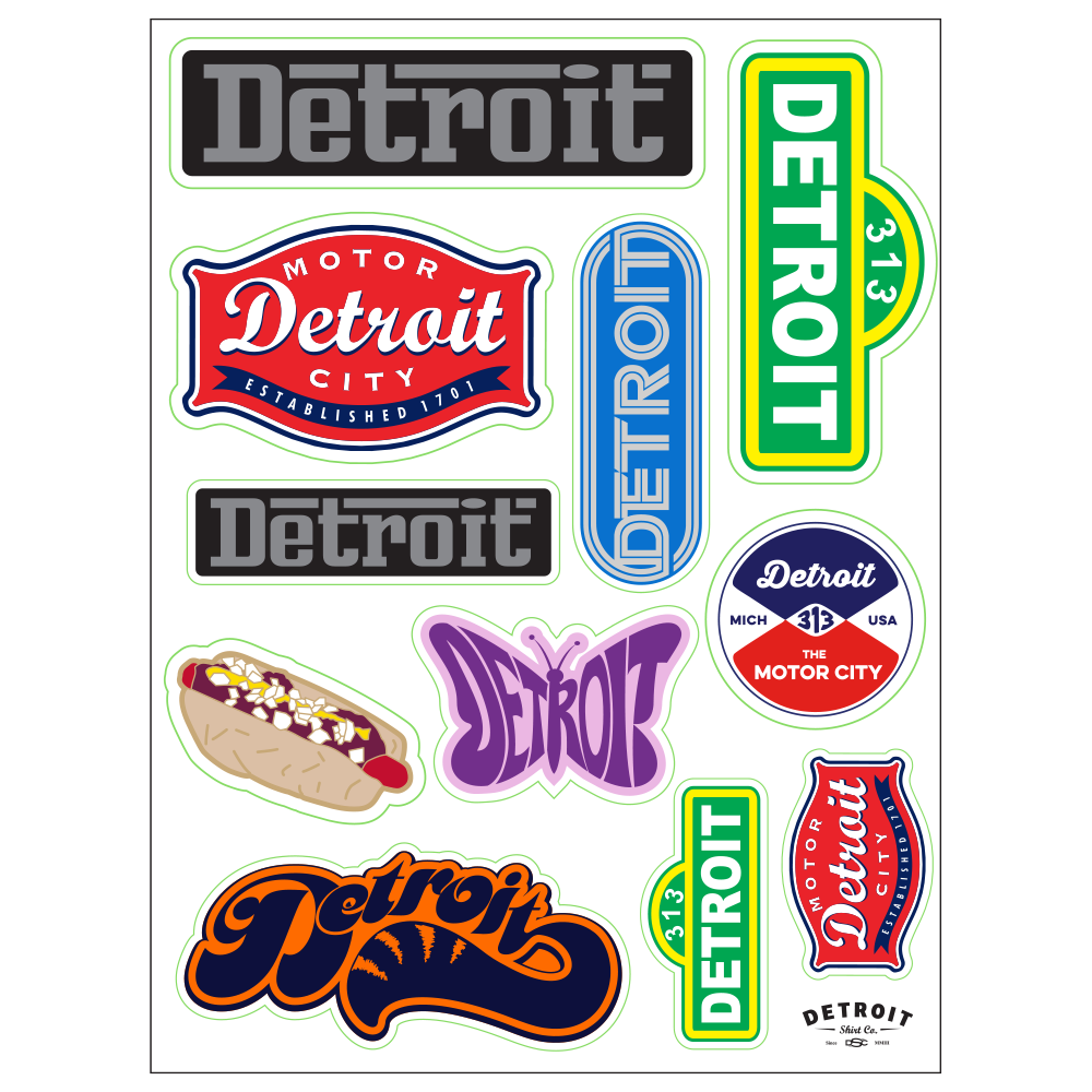 Sticker - Detroit Logos - Sheet