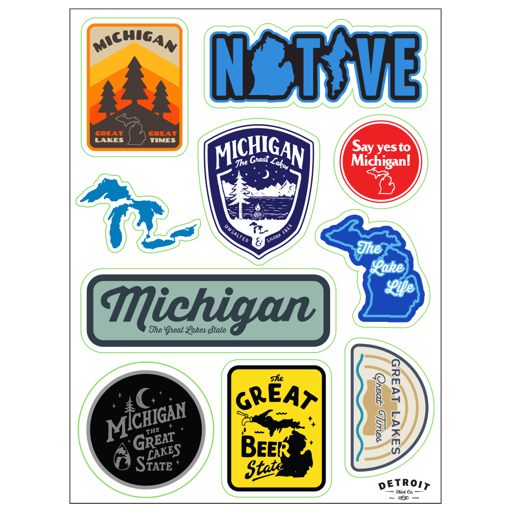 Sticker - Michigan - Sheet – Official DSC-Stroh's Gear — Detroit Shirt ...