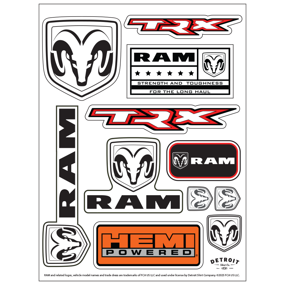 Rodney Ram Sticker Sticker - RAM TRX - Sheet – Official FCA-RAM Gear — Detroit Shirt Company