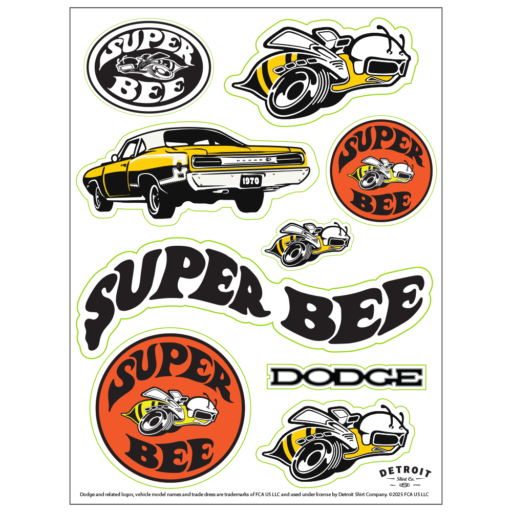 Sticker - Super Bee- Sheet – Official FCA-Dodge Gear — Detroit Shirt ...