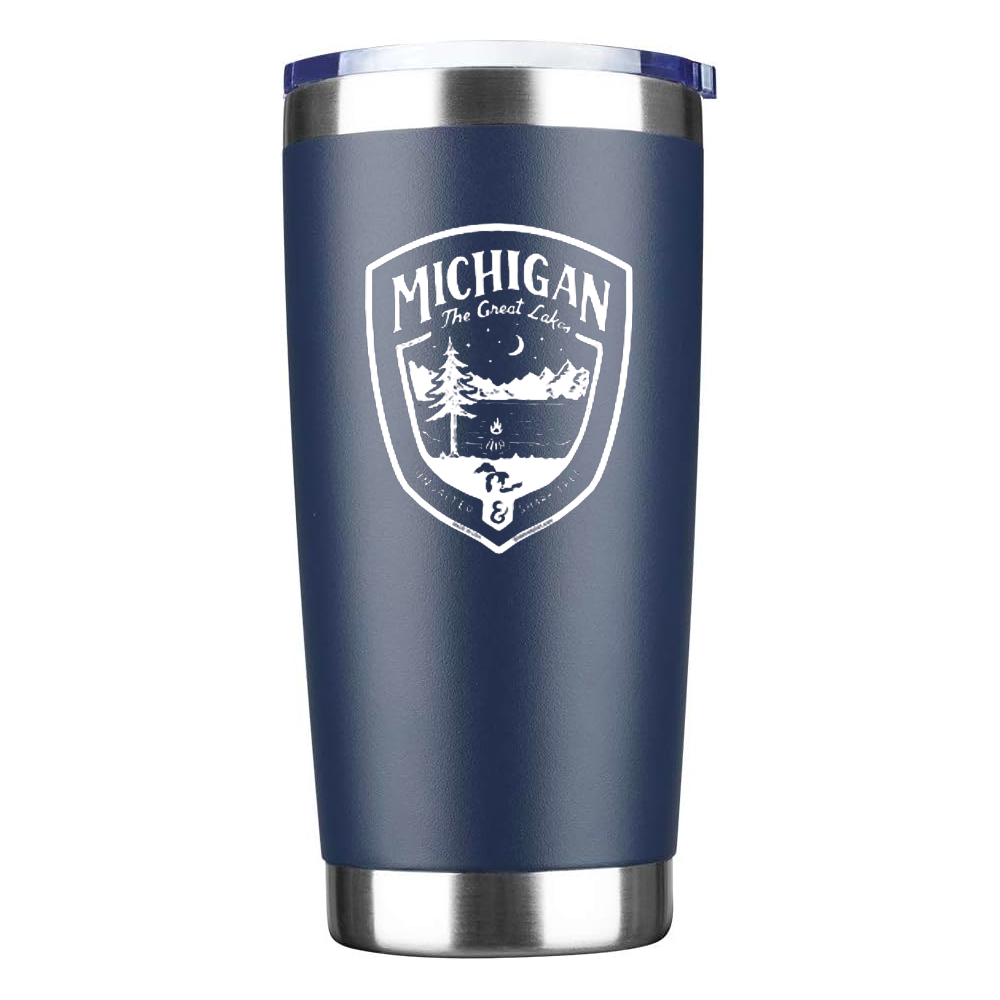 Travel Mug - Michigan Shield - Blue