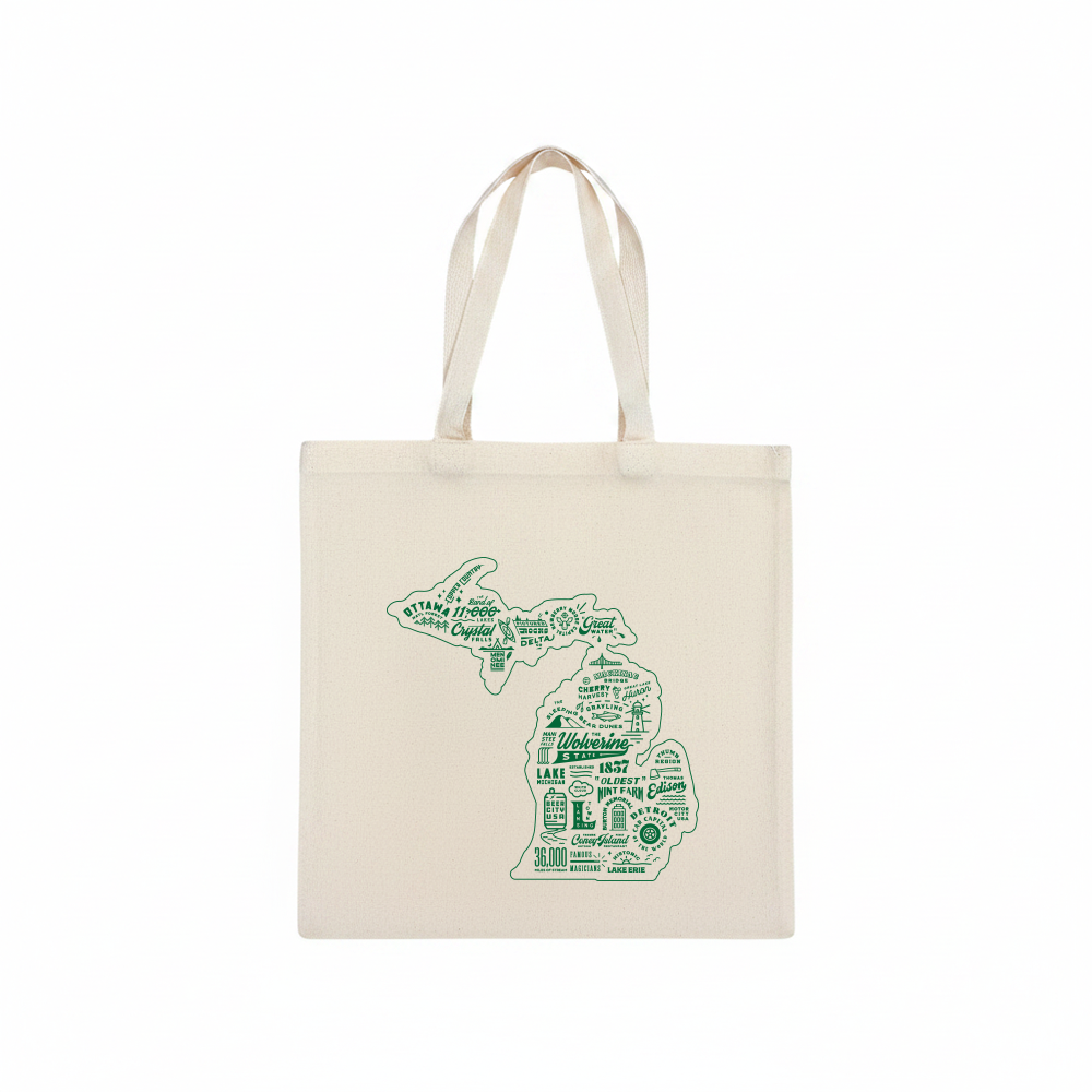 Tote Bag - Michigan Places - Natural