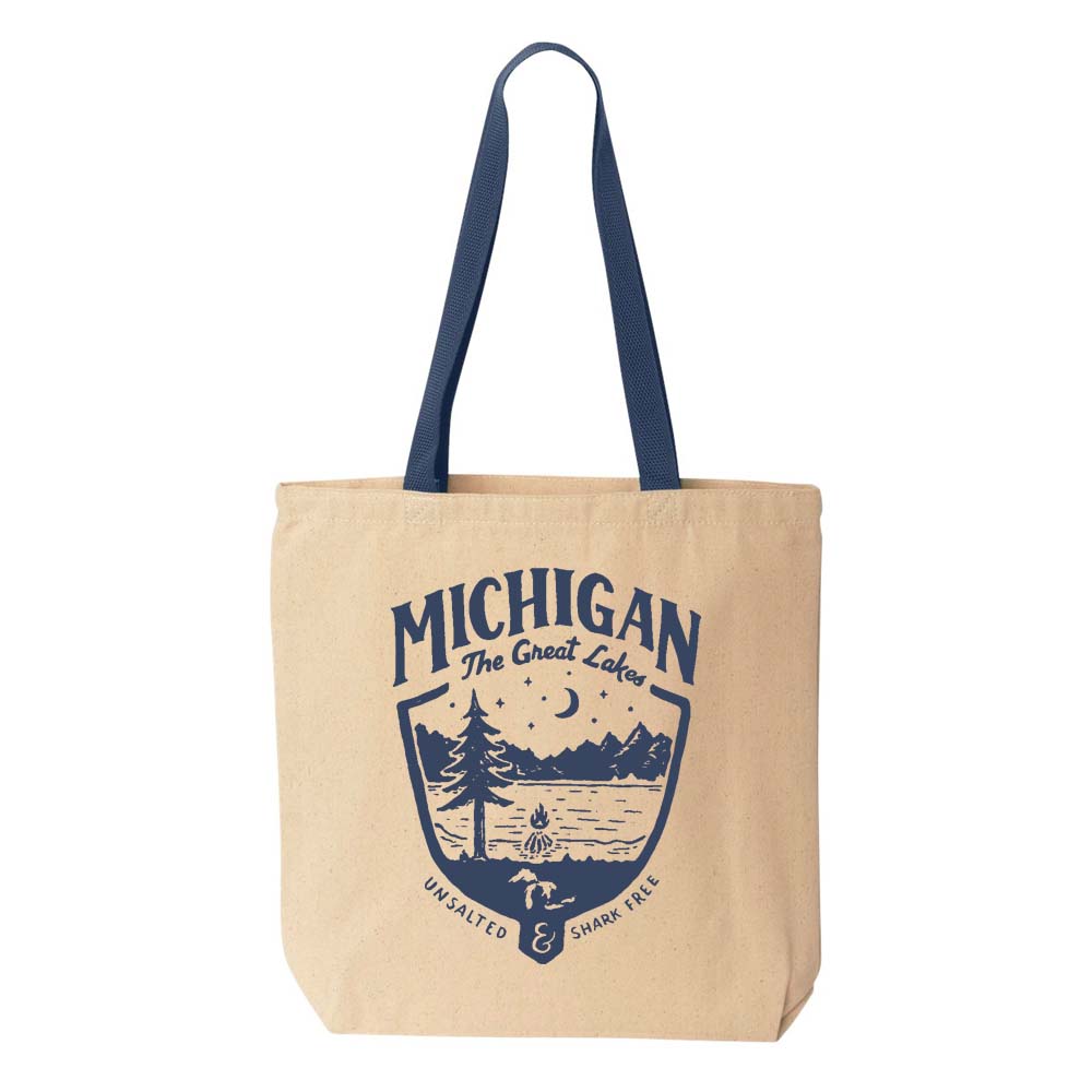 Tote Bag - Michigan Shield - Navy/Natural