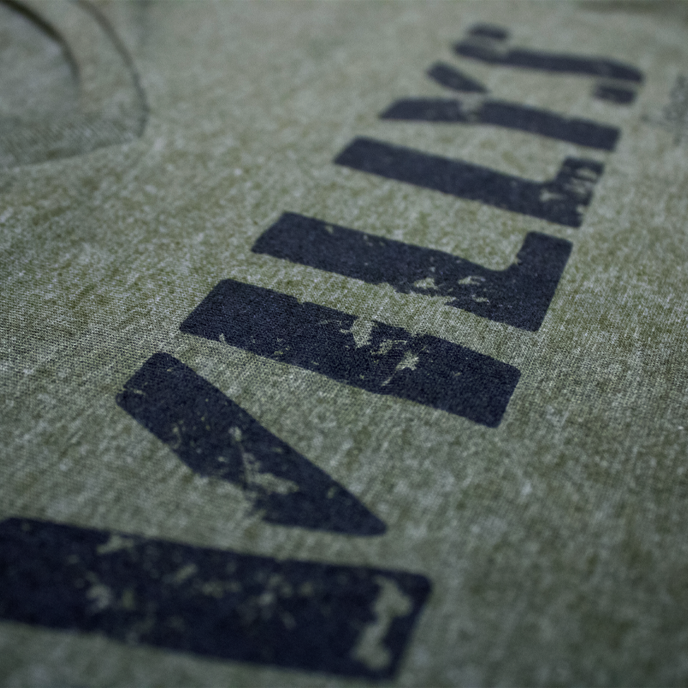 Ladies Jeep® Willys Text V-neck - Heather Military Green