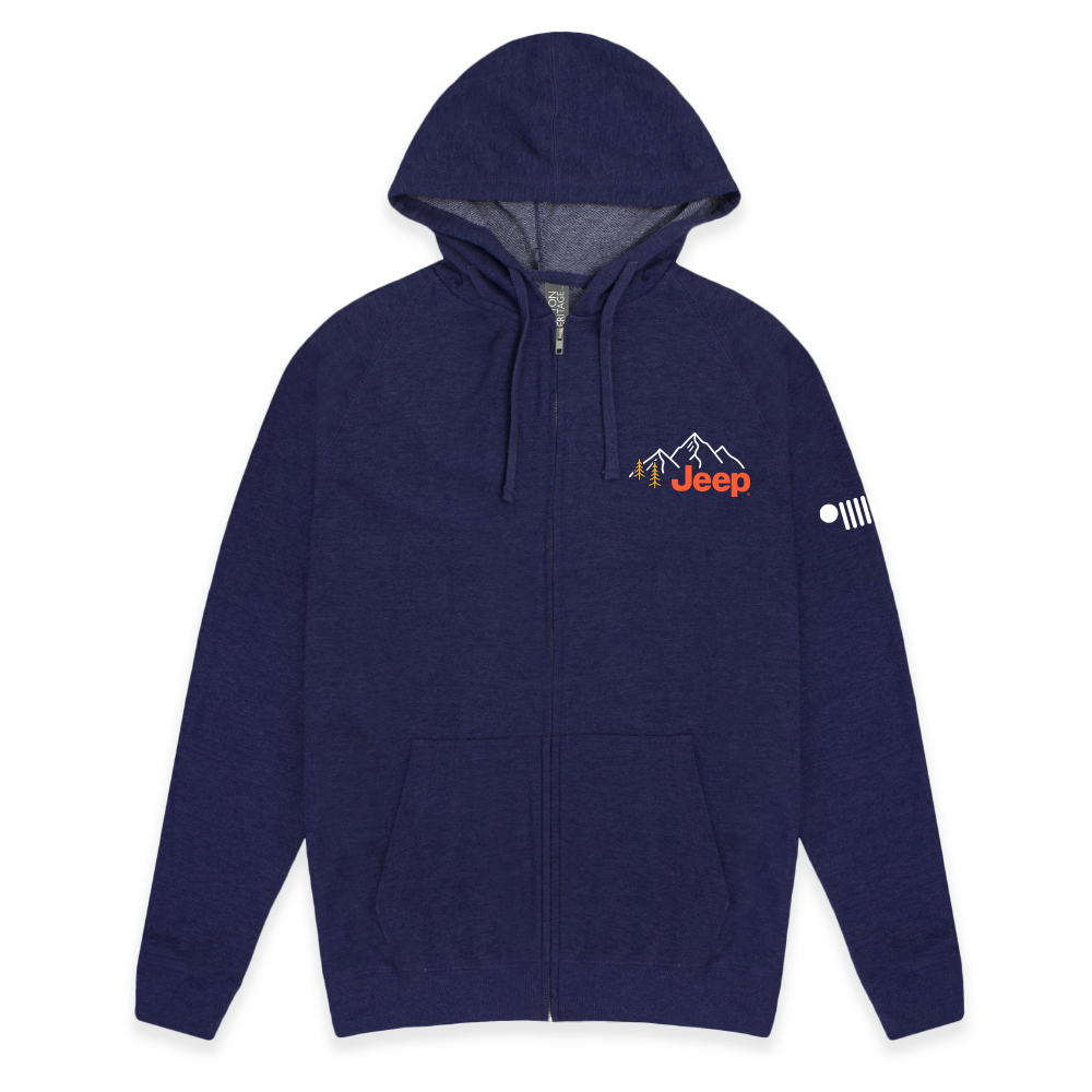 Mens Jeep® Explore the Outdoors Zip French Terry Hooded Sweatshirt - Denim