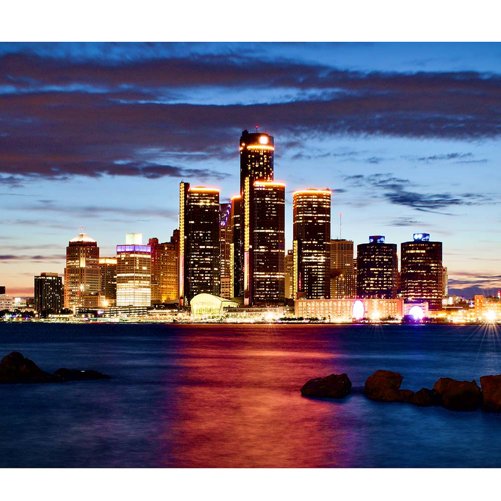 Detroit Skyline Sherpa Blanket