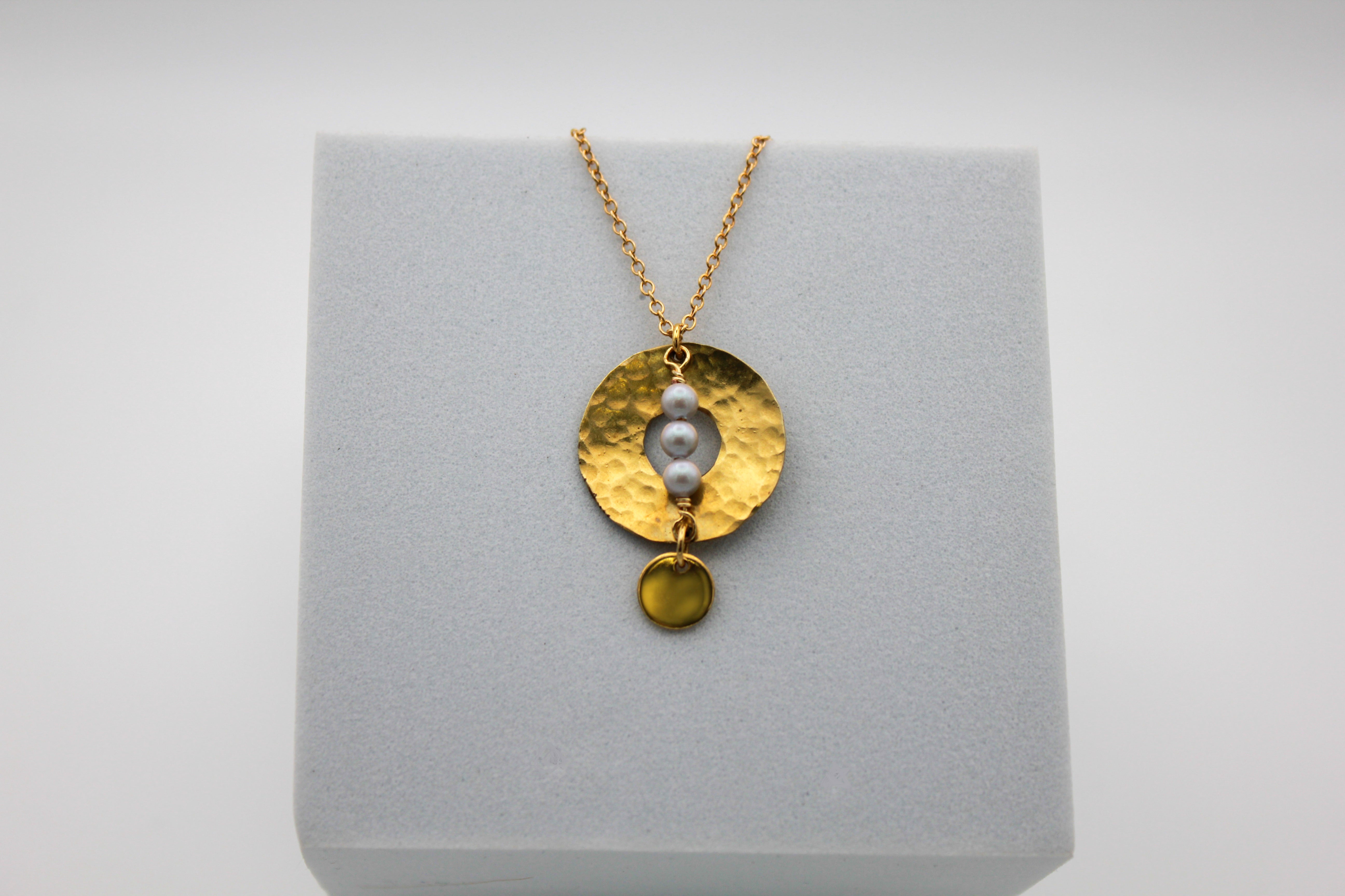 Inner Compass Necklace | Upcycled Brass Automotive Parts | Adjustable Gold Plated Chain