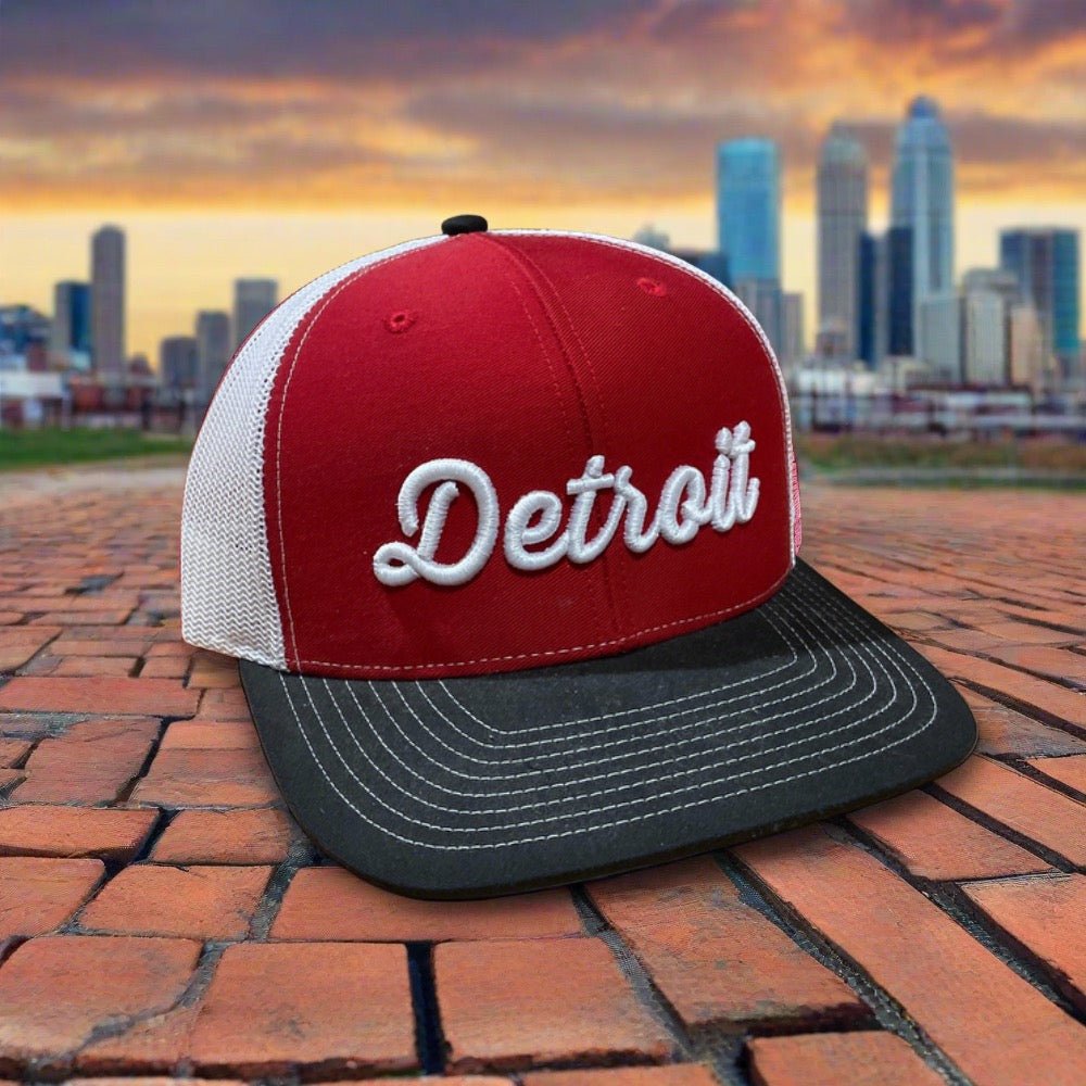 Hat - Detroit Thirsty Script Red / White / Black – Official Detroit ...