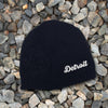 Hat - Detroit Thirsty Knit with flower - Black-FINAL SALE