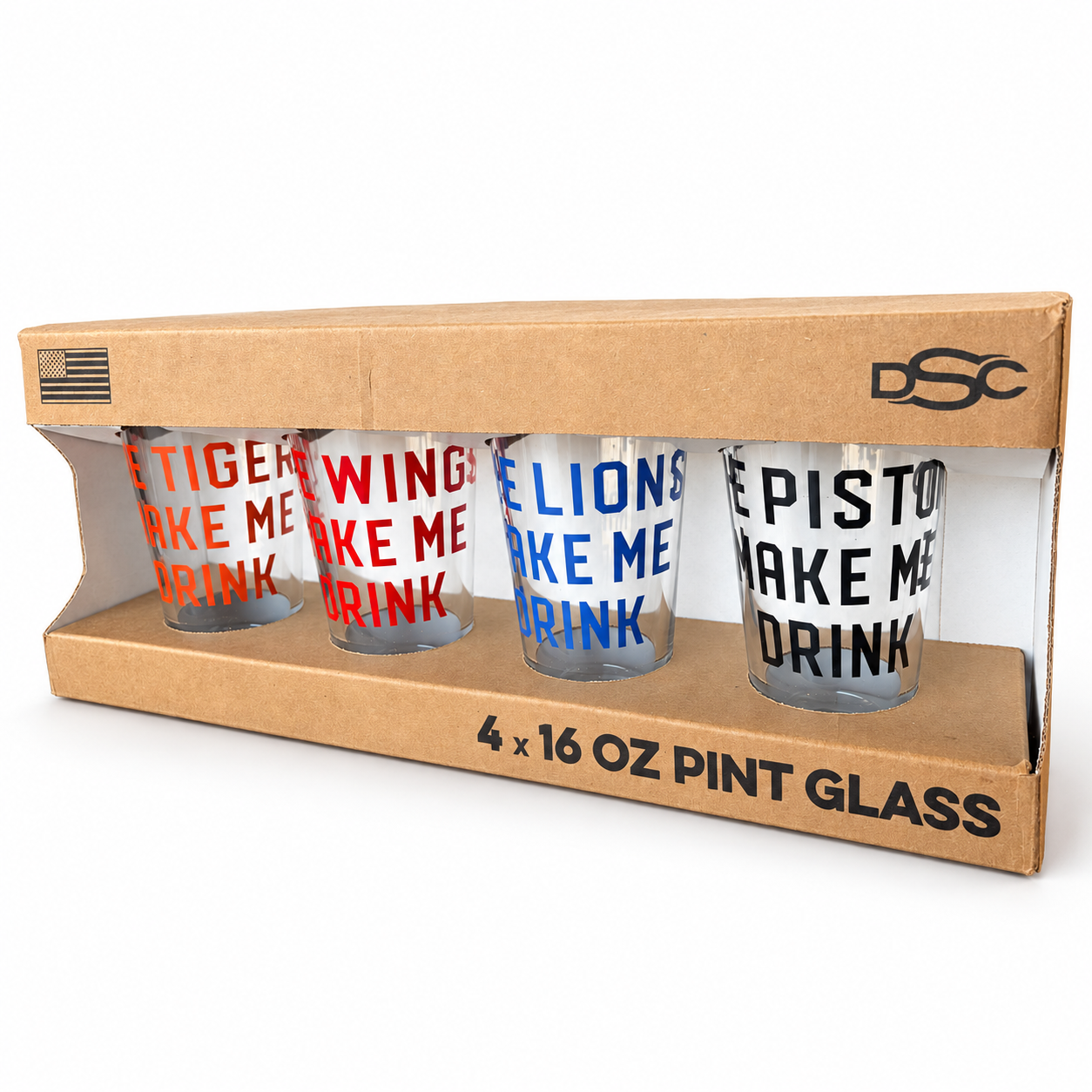 Pint Glass 4 Pack - Make Me Drink