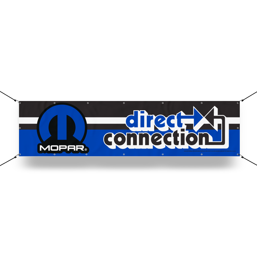 Banner - MOPAR Stacked Logo with Direct Connection Logo- Black/Blue/White