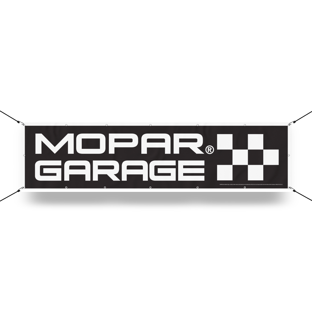 Banner - MOPAR Garage Block Font Stacked - Black/White