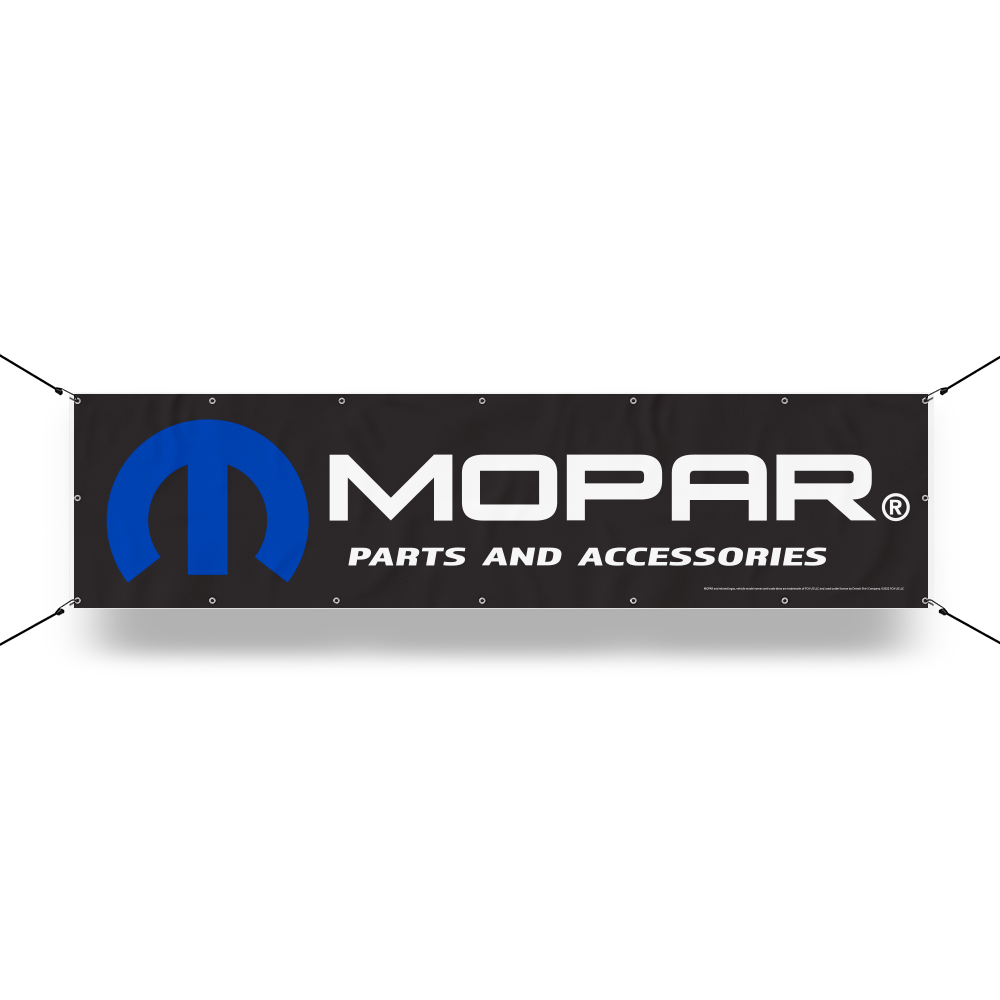 Banner - MOPAR Block Font with Parts and Accessories- Black/White/Blue