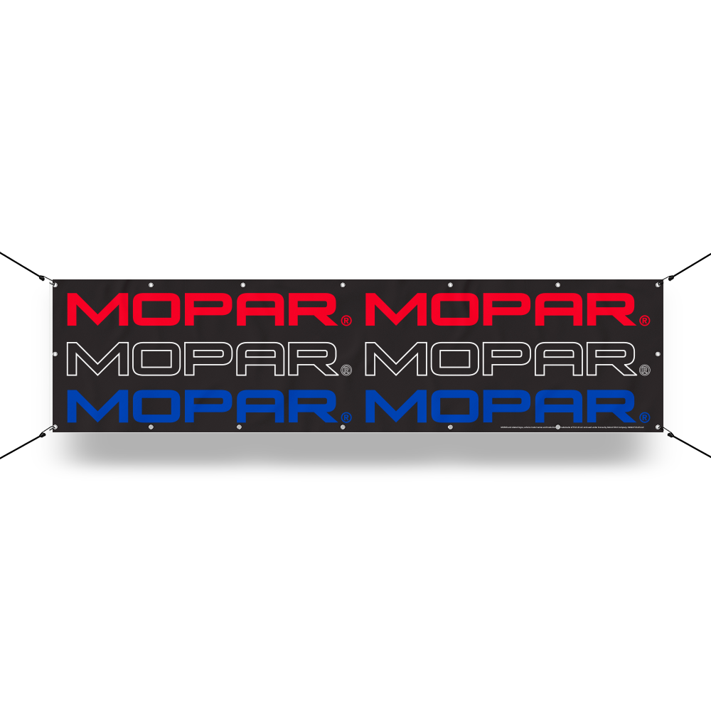 Banner - MOPAR Block Text Logo Long Repeated Red/White/Blue