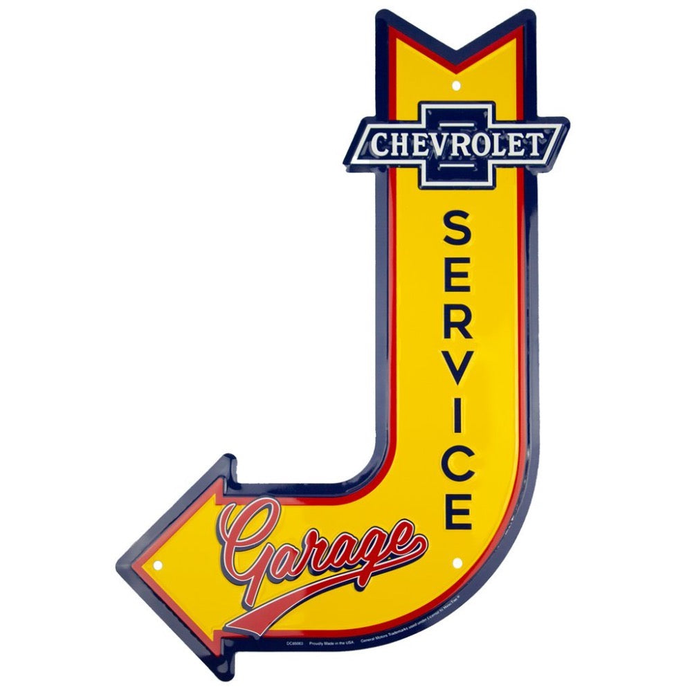 Metal Sign - Chevrolet Service Garage J Arrow