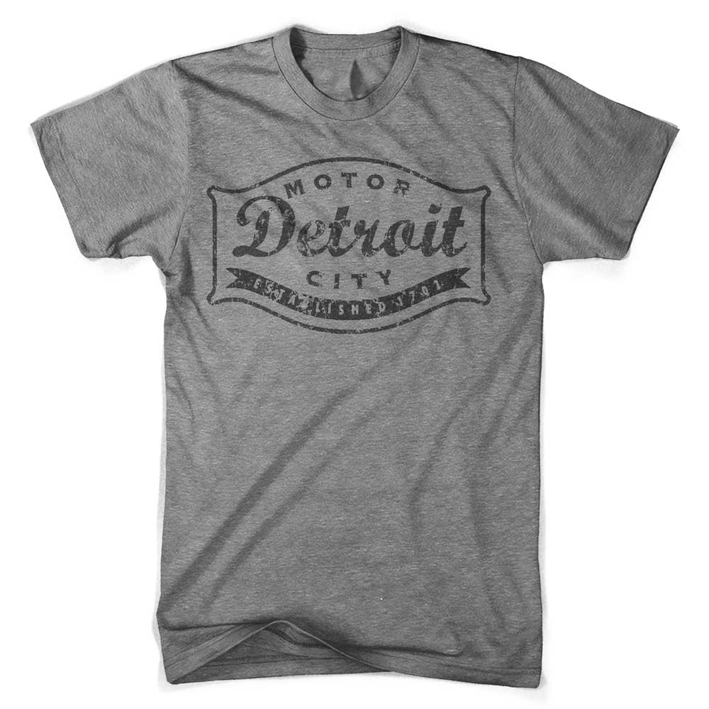 Mens Triblend Detroit Buckle Blackout T-shirt (Grey) | Detroit Shirt Co.