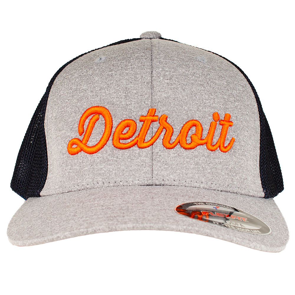 Hat - Detroit Thirsty Orange Flexfit - Heather Grey/Navy — Detroit Shirt  Company