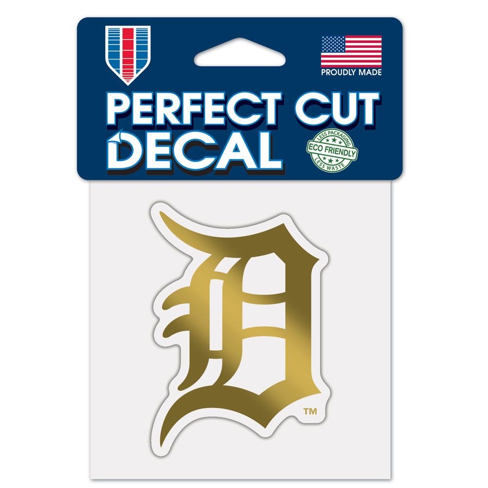 Detroit Tigers - 4" Metallic Gold Logo Decal