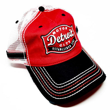 Hat - Red and Black Buckle Trucker-Hats-Detroit Shirt Company