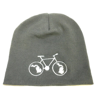 Hat - Michigan Bike Beanie - Grey-Hats-Detroit Shirt Company