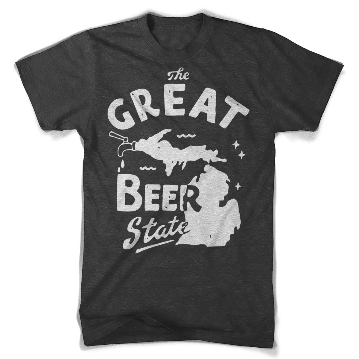 Mens Triblend The Great Beer State T-shirt (Heather Black)