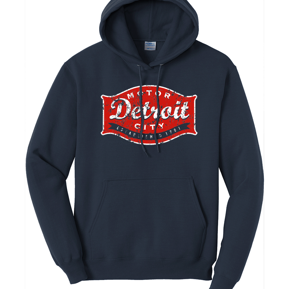 Detroit Buckle Hoodie Sweatshirt - Navy Blue