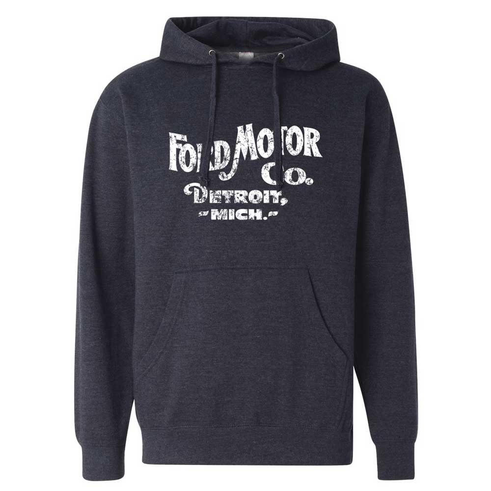 Hoodie - Mens Ford Distressed 1903 Text - Heather Navy