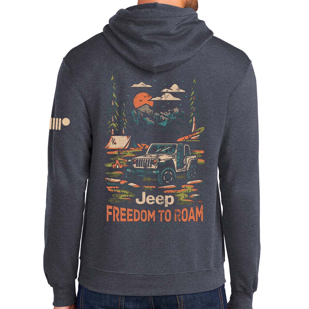Mens Jeep® Freedom To Roam Hoodie Sweatshirt - Heather Navy Blue