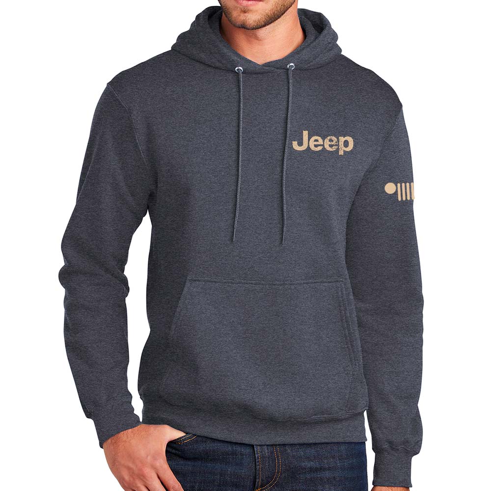 Mens Jeep® Freedom To Roam Hoodie Sweatshirt - Heather Navy Blue