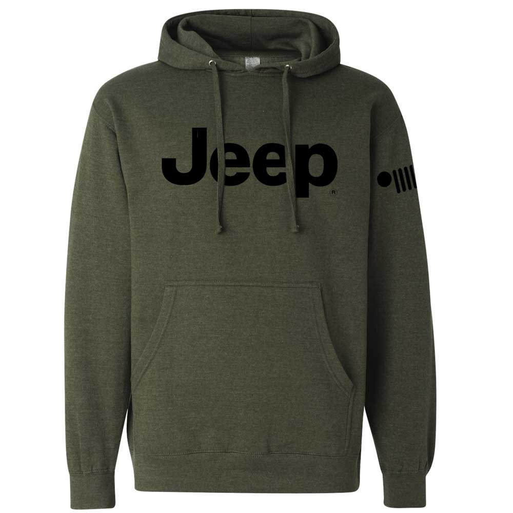 Mens Jeep® Text Hoodie - Heather Army Green