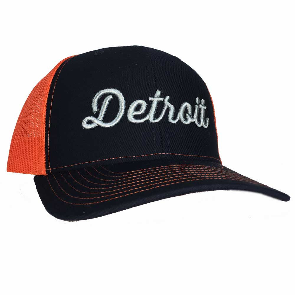 Hat - Detroit Thirsty Navy Orange Richardson Snapback-Hats-Detroit Shirt Company