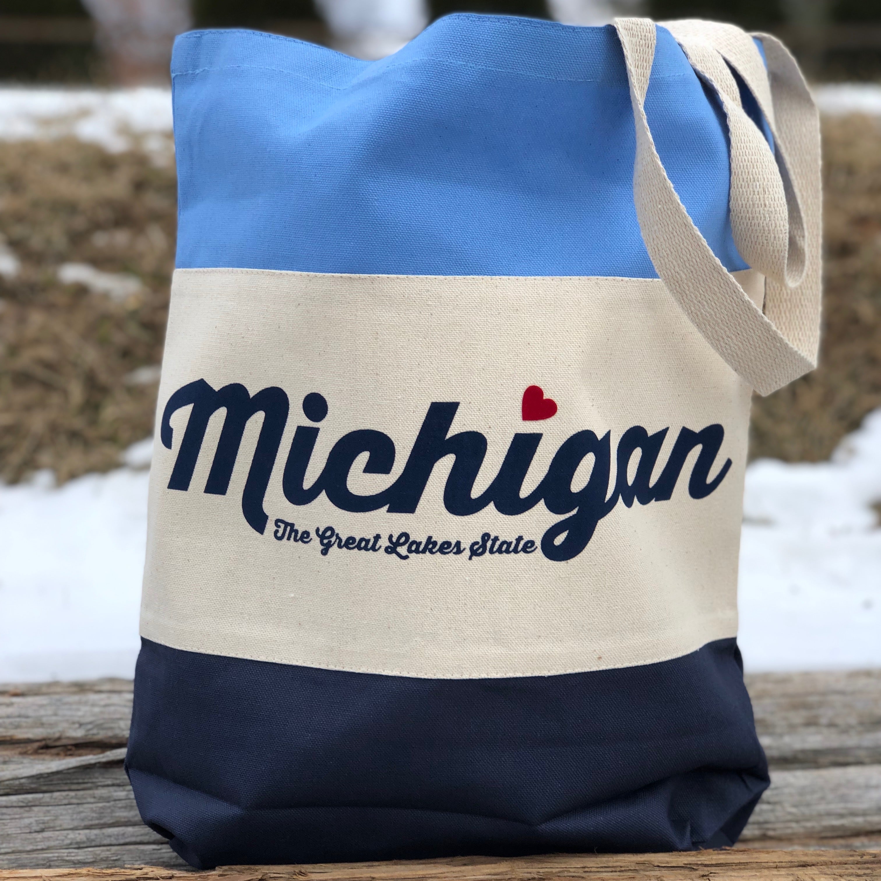 Michigan TGLS Stripe Tote Bag – Blue and Navy