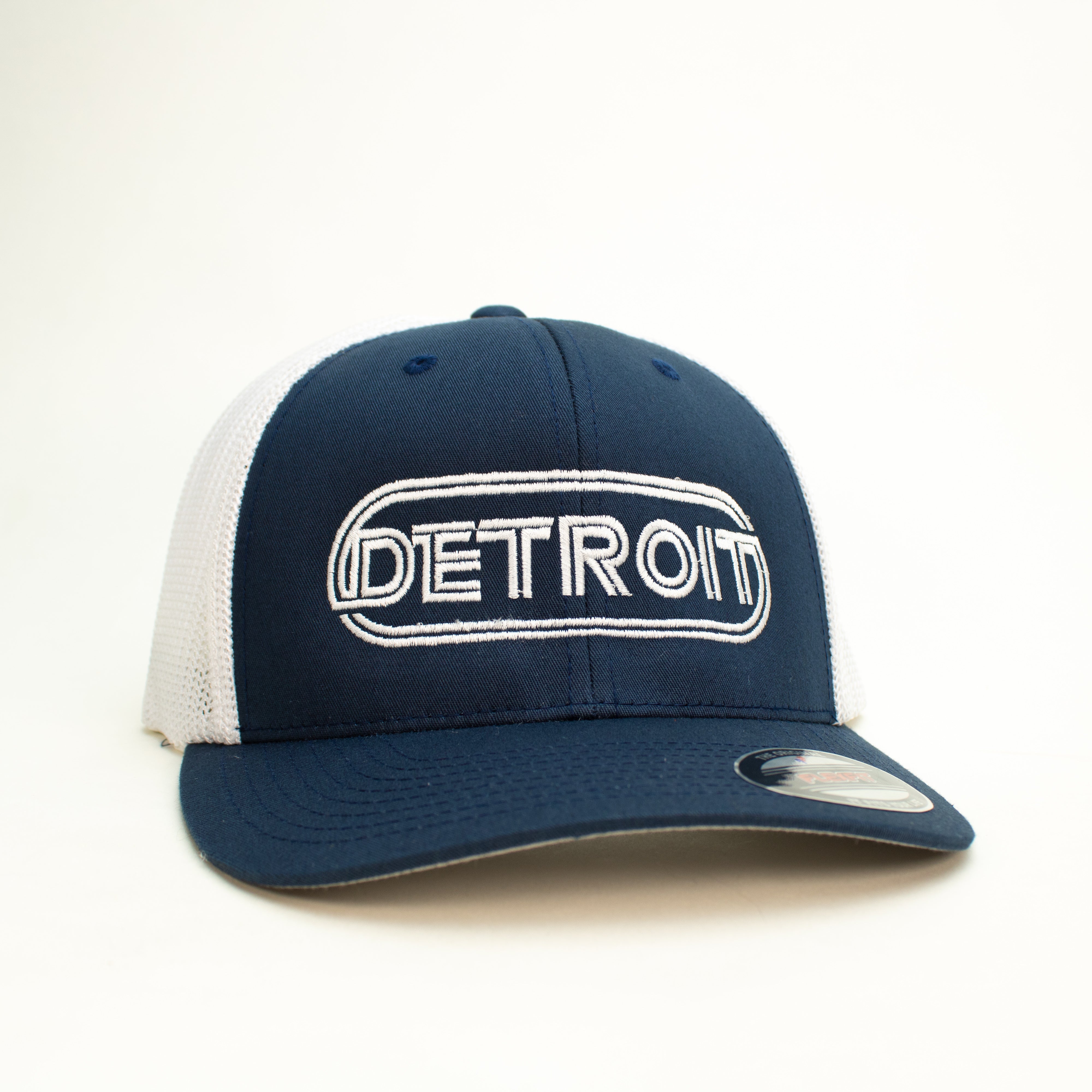 Hat - Detroit Shirt Wrap — Detroit (Navy/White) Company Flexfit