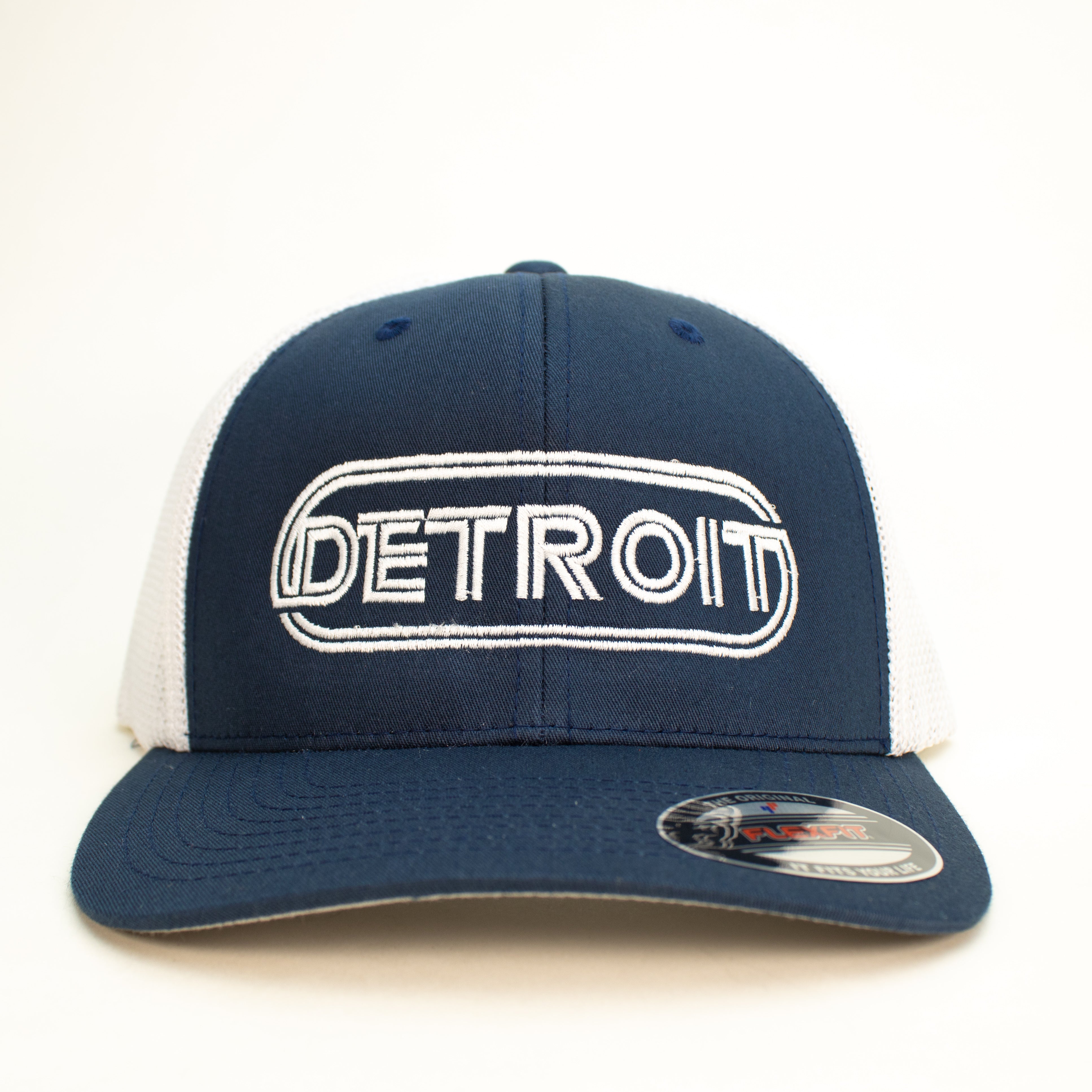 Hat - Detroit Wrap Flexfit (Navy/White) — Detroit Shirt Company