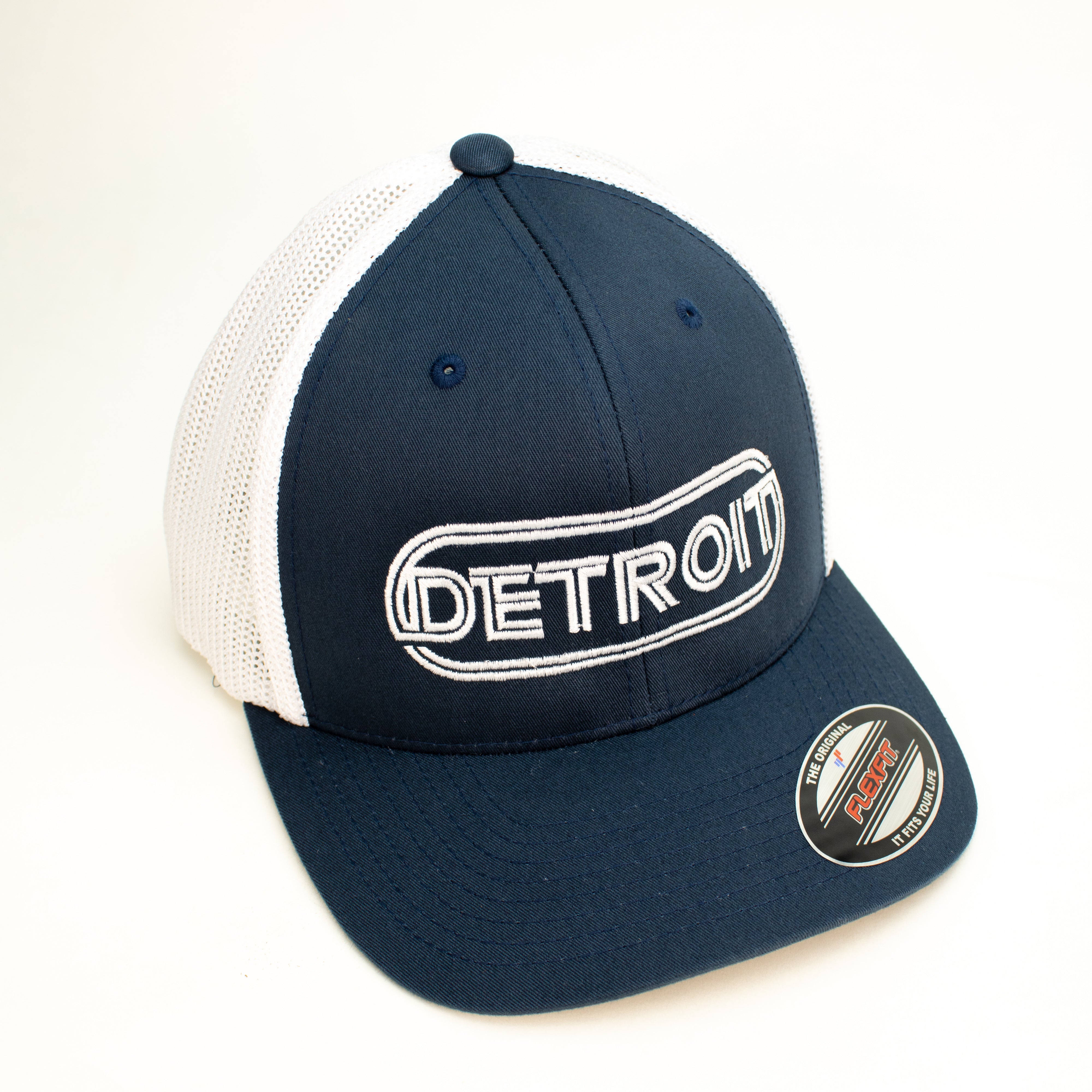 Hat - Detroit Wrap Flexfit (Navy/White) — Detroit Shirt Company