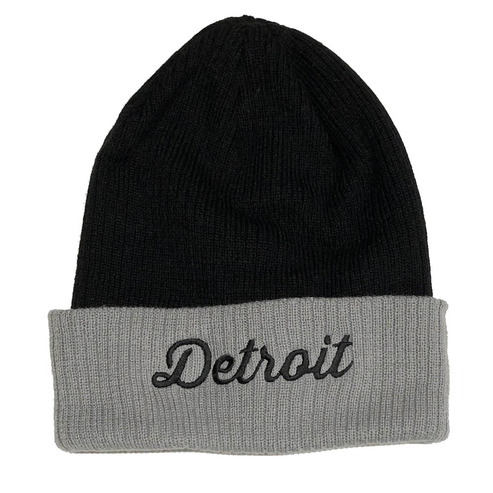 Hat - Detroit Thirsty Script Flip Knit - Blk/Grey