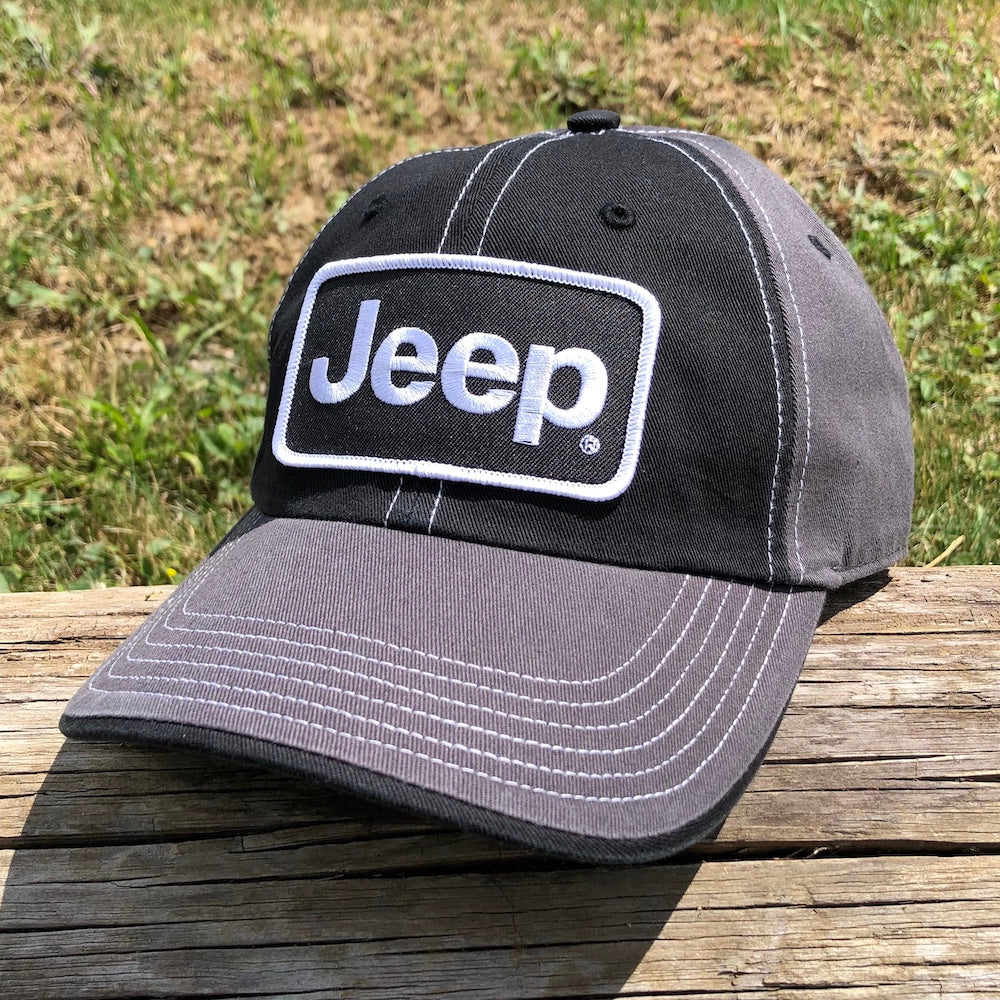 Hat - Jeep Chino Twill Patch - Black/Charcoal/White