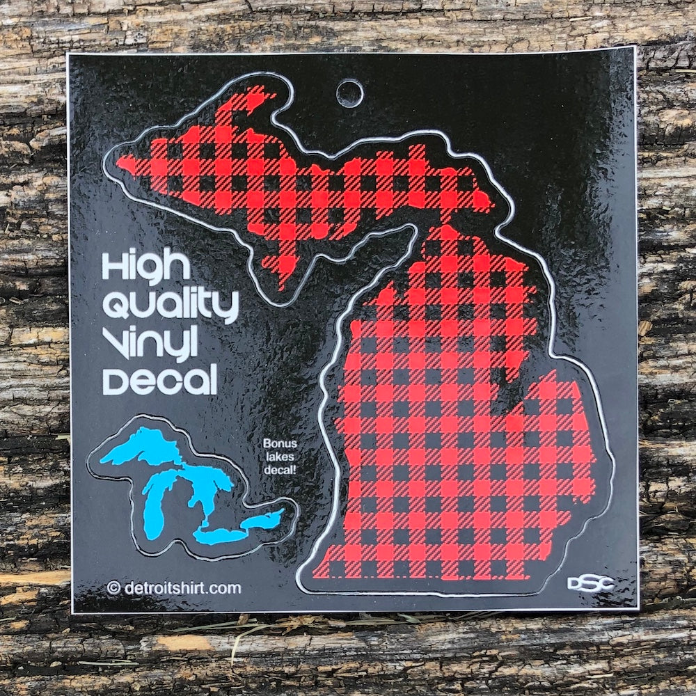 Sticker - Michigan Plaid Shape + Bonus!