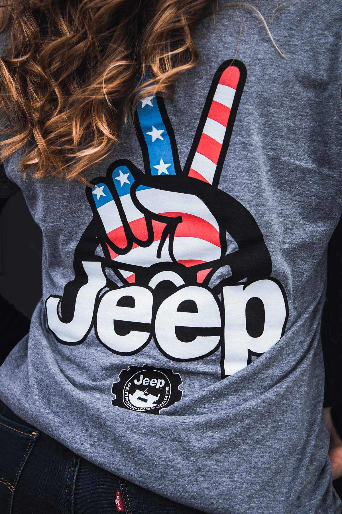 Ladies Jeep® Wave USA V-neck - Heather Grey