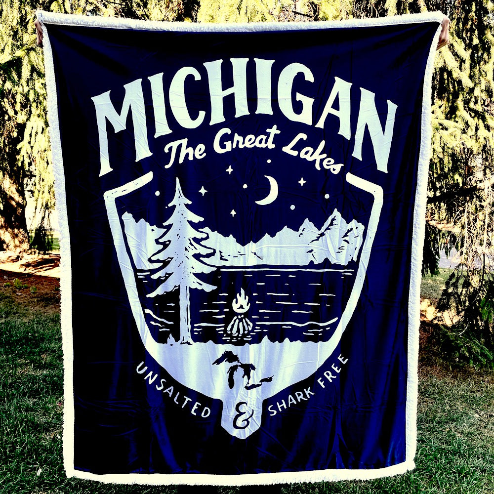 Michigan Shield Sherpa Blanket