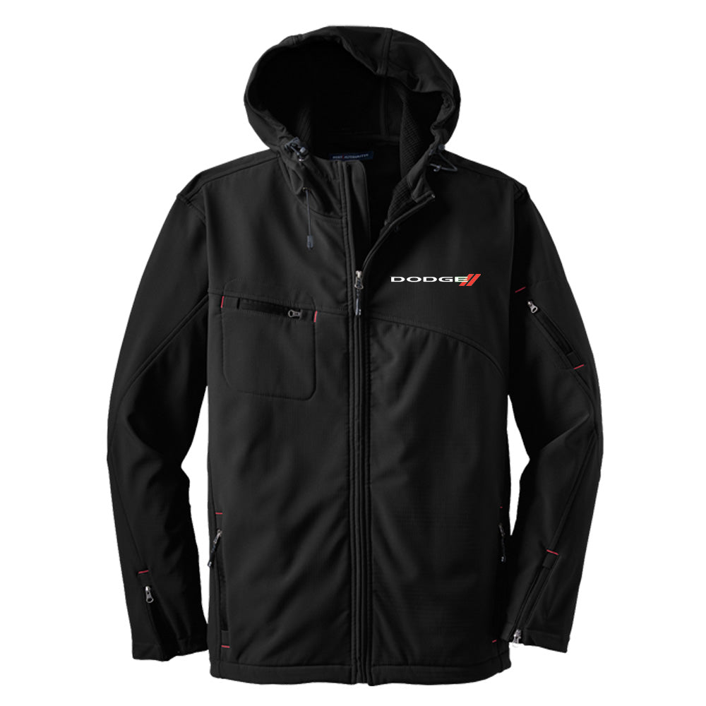 Mens Dodge® Logo Hooded Softshell Jacket - Black