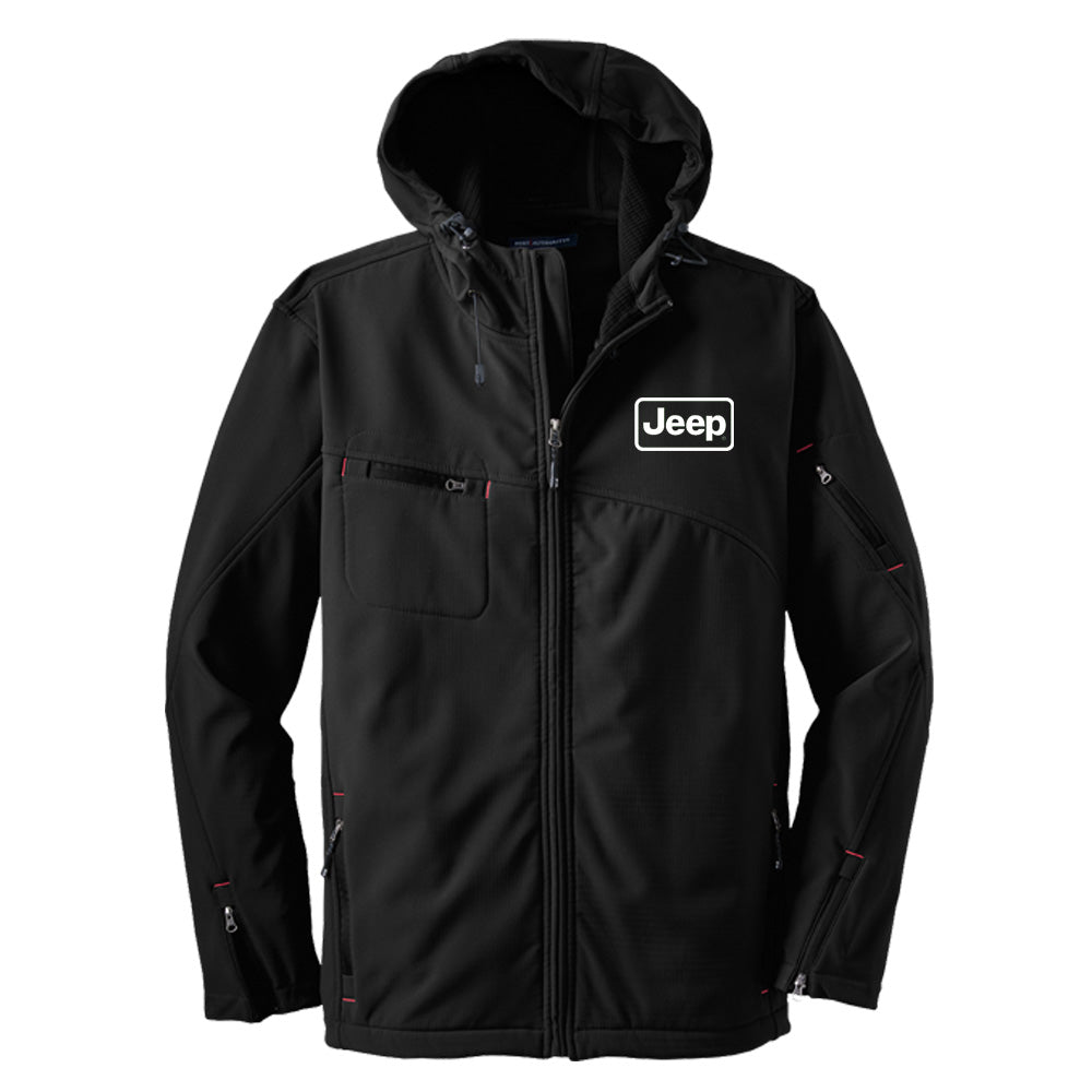 Mens Jeep® Rectangle Logo Hooded Softshell Jacket - Black