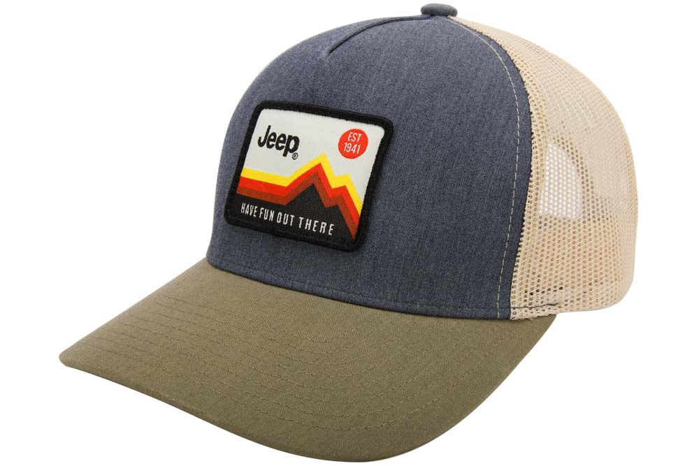 Hat - Jeep Have Fun Out There Trucker Patch Hat - Charcoal/Olive/Khaki