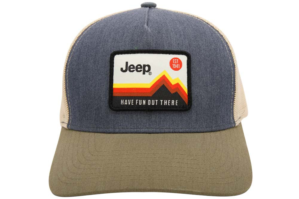 Hat - Jeep Have Fun Out There Trucker Patch Hat - Charcoal/Olive/Khaki