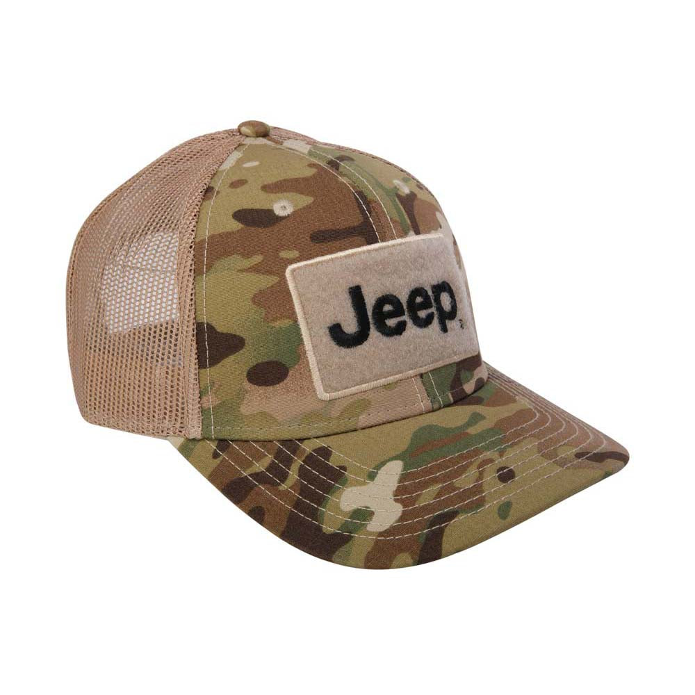 Hat - Jeep Text Logo Camo Pattern Hook and Loop Tactical Snapback