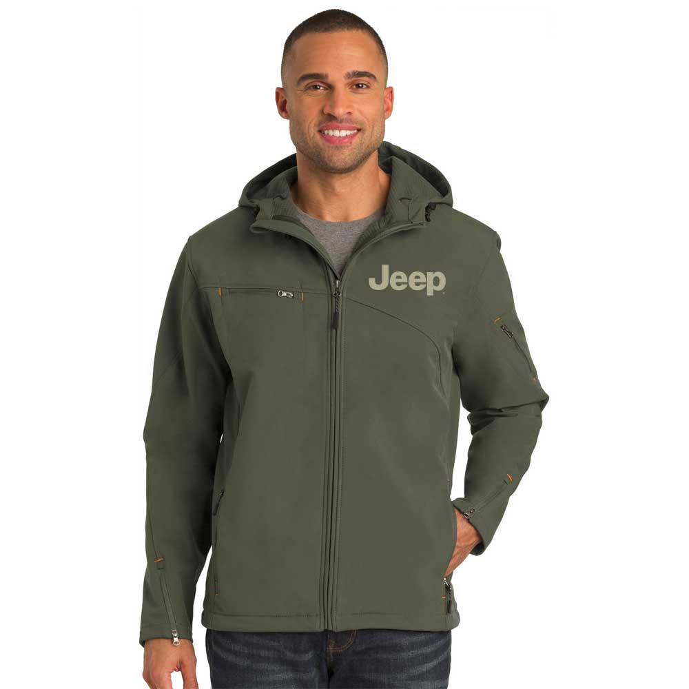 Mens Jeep® Hooded Softshell Jacket - Mineral Green