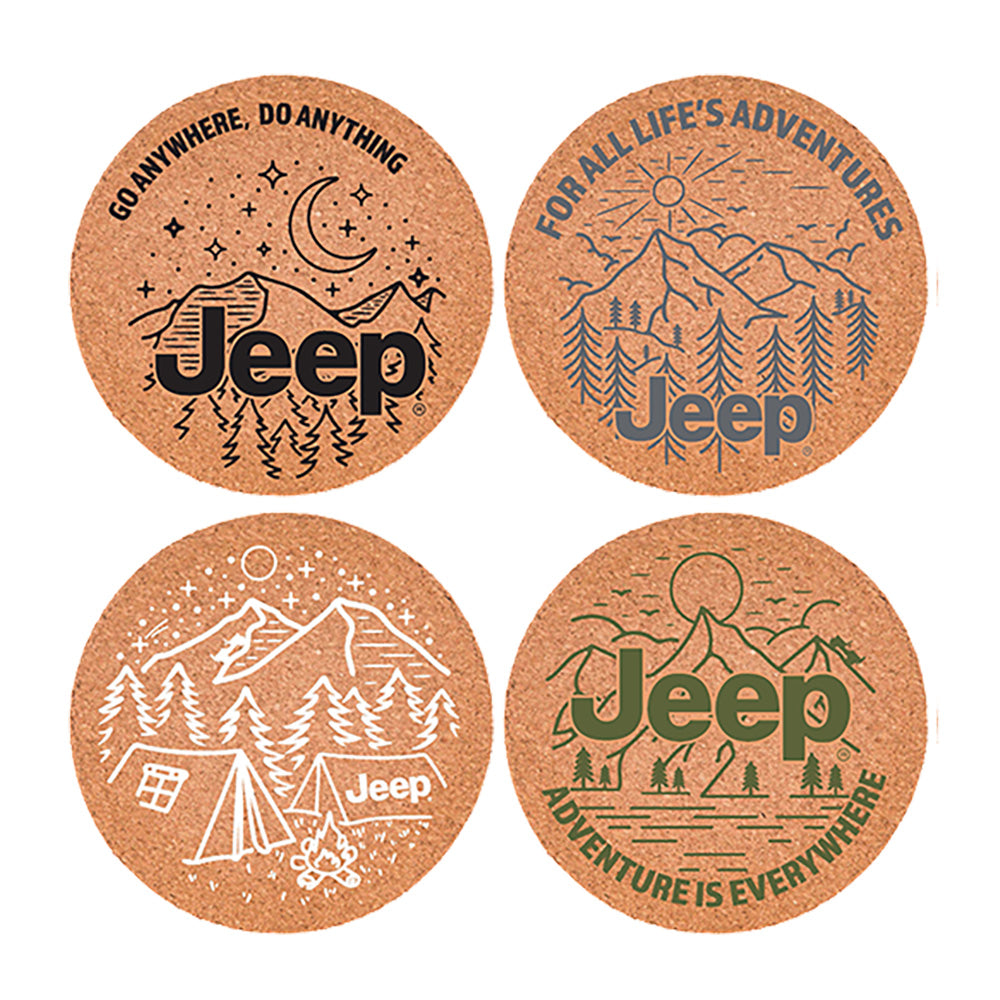 Coaster Set Cork - Jeep Assorted Logos