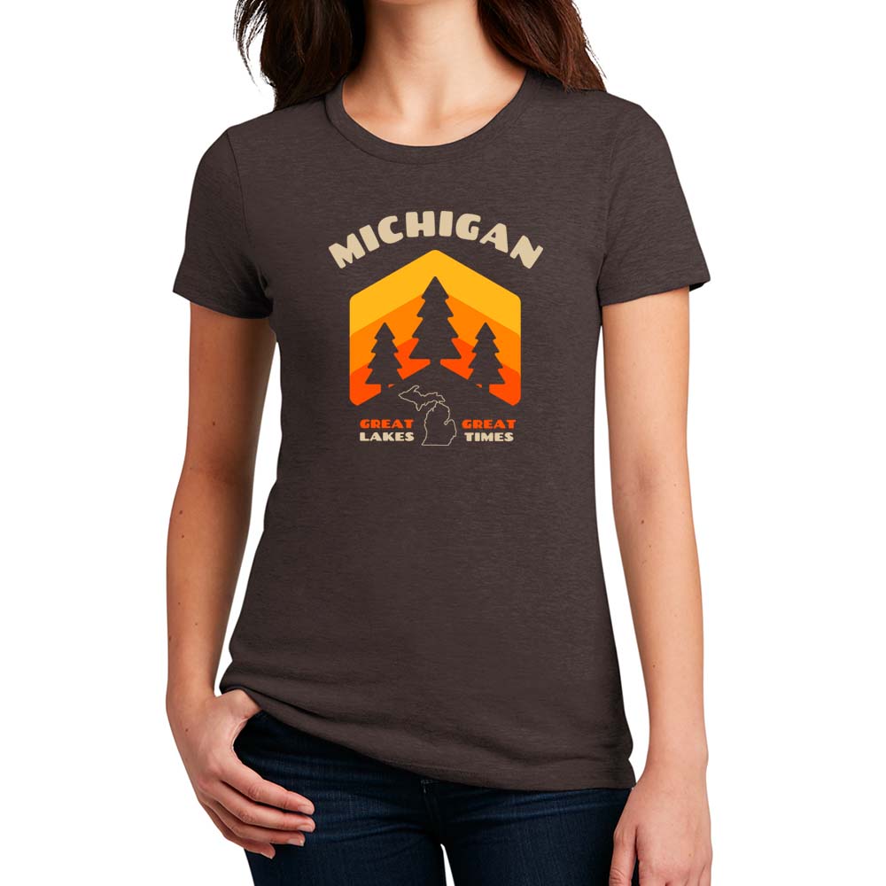 Ladies Michigan Pines T-shirt - Heather Brown