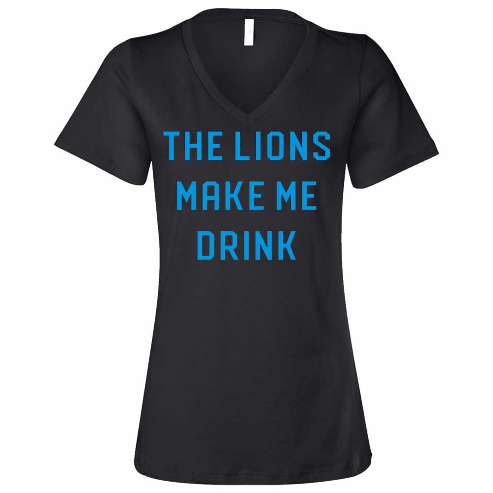 Ladies Relaxed V-neck The Lions Make Me Drink T-shirt - Heather Black