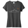 Ladies Relaxed V-Neck Detroit Skyline - Triblend Black